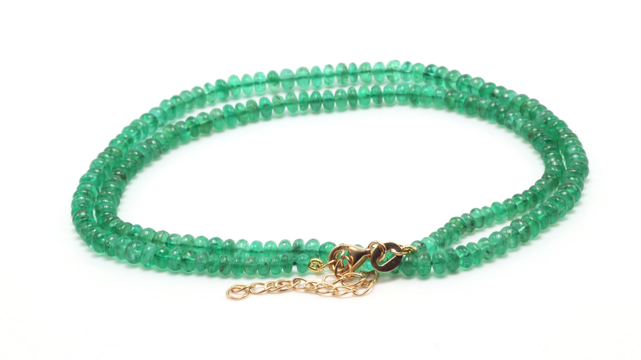 18k YG 16"+2" Emerald Bead Necklace