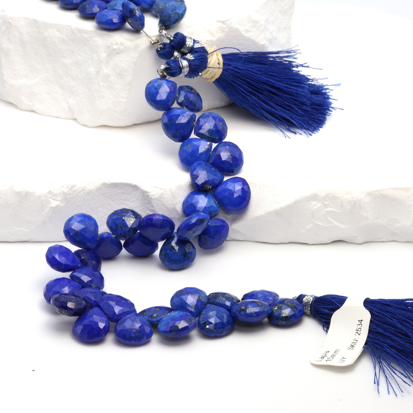 Royal Blue Lapis Lazuli 10mm Faceted Heart Shaped Briolettes