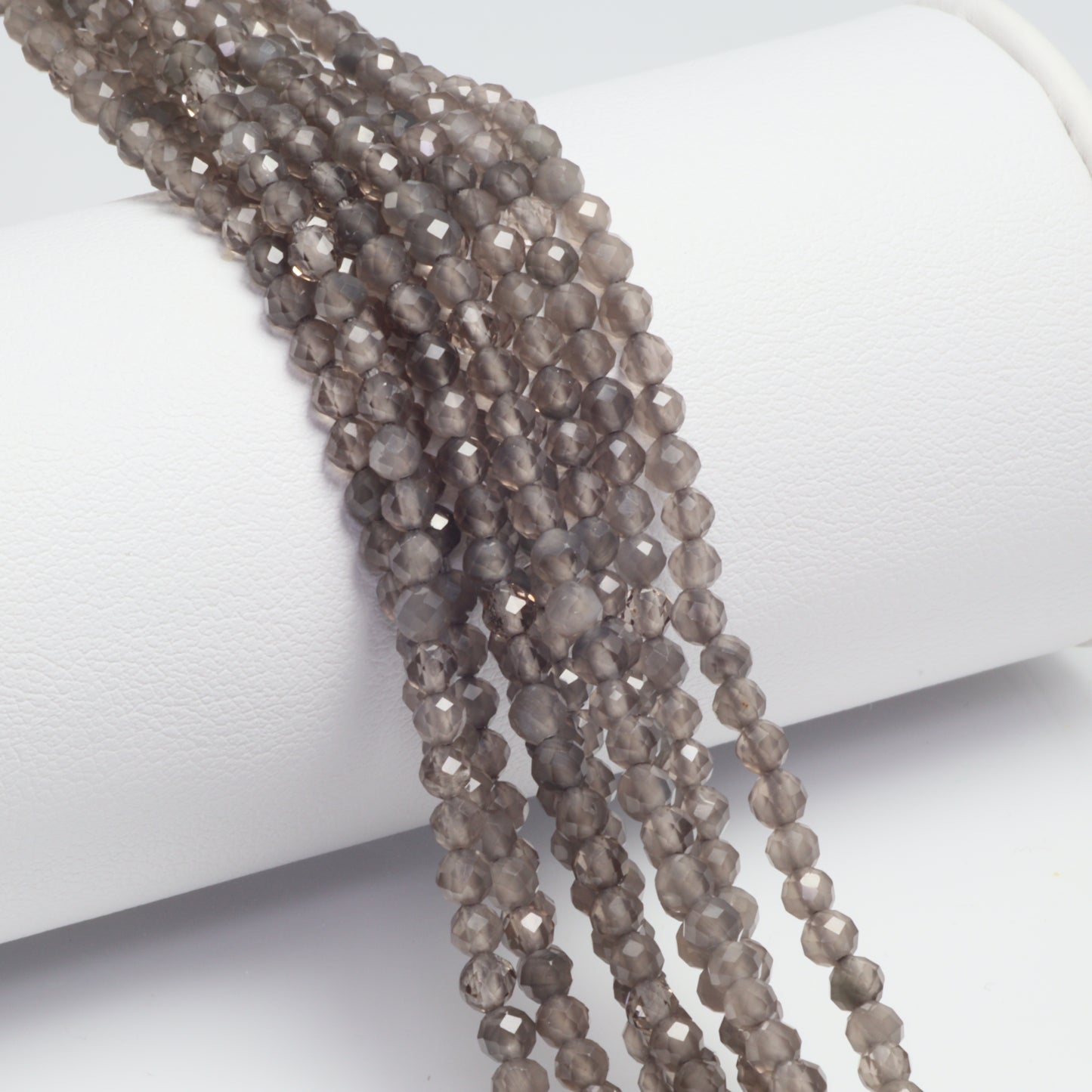 Gray Agate 3mm Faceted Rounds Bead Strand