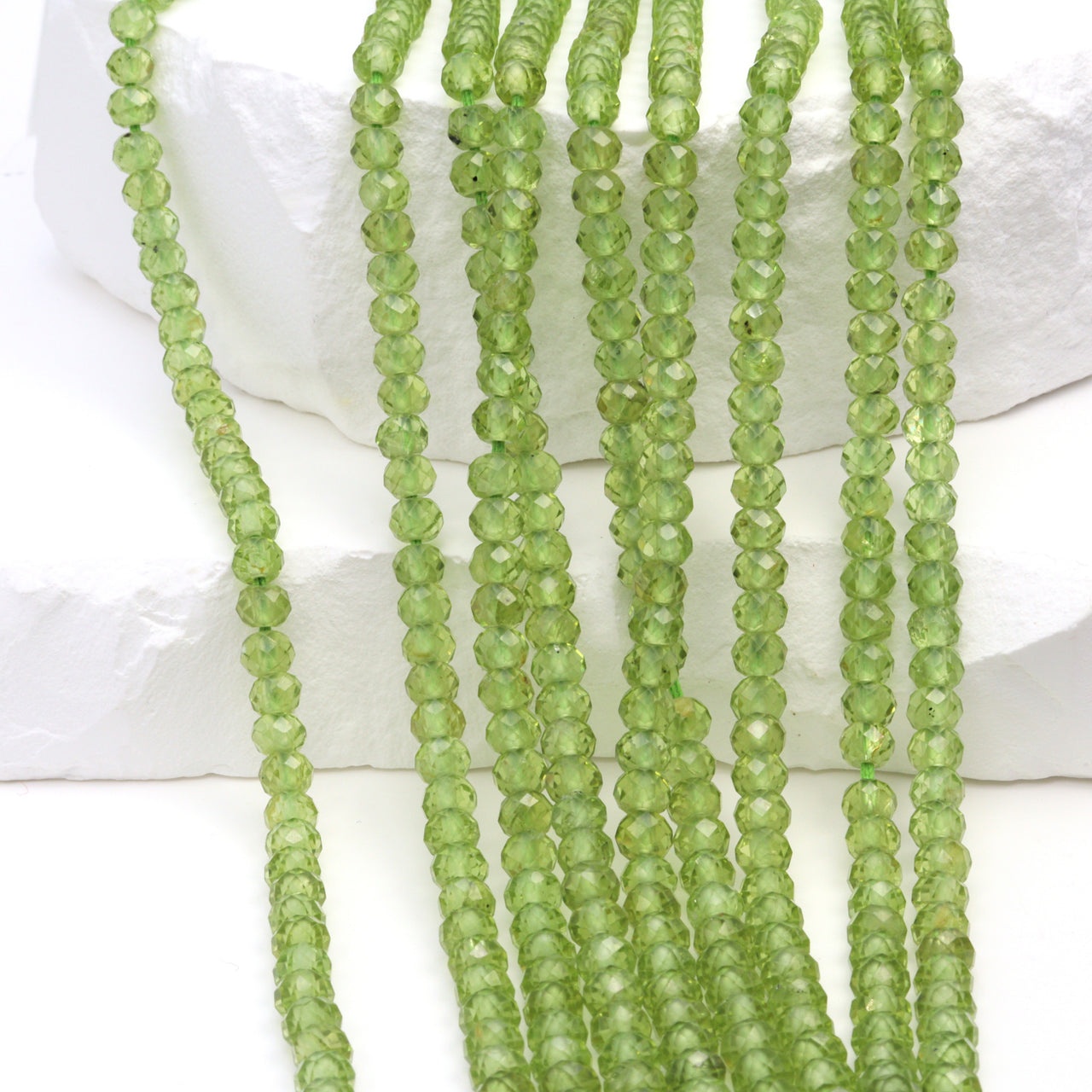 Green Peridot 4mm Faceted Rondelles