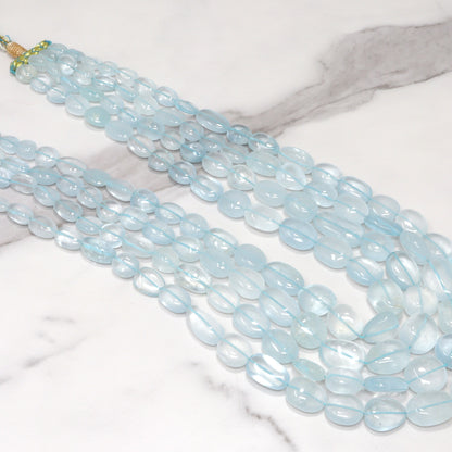 Blue Aquamarine 11x9mm – 20x16mm Smooth Nuggets 1 Strand Bead Necklace