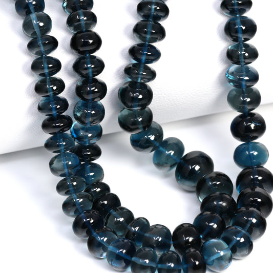 London Blue Topaz 7mm – 9mm Smooth Rondelles Bead Strand