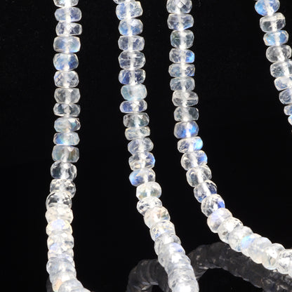 AA Blue Rainbow Moonstone 5mm Faceted Rondelles Bead Strand