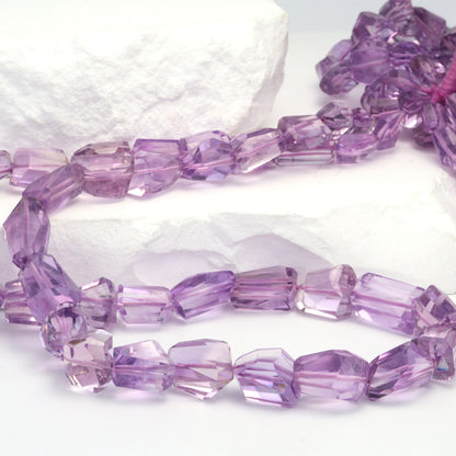 Pink Amethyst 14x7mm Faceted Nuggets