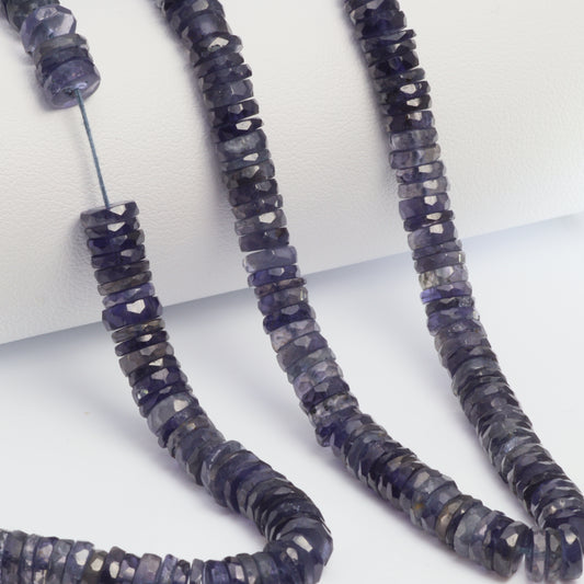 Blue Iolite 6mm Faceted Tires Bead Strand