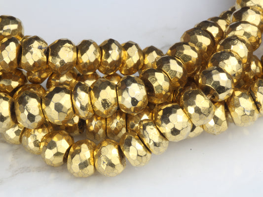 Gold Plated Pyrite 6mm Faceted Rondelles