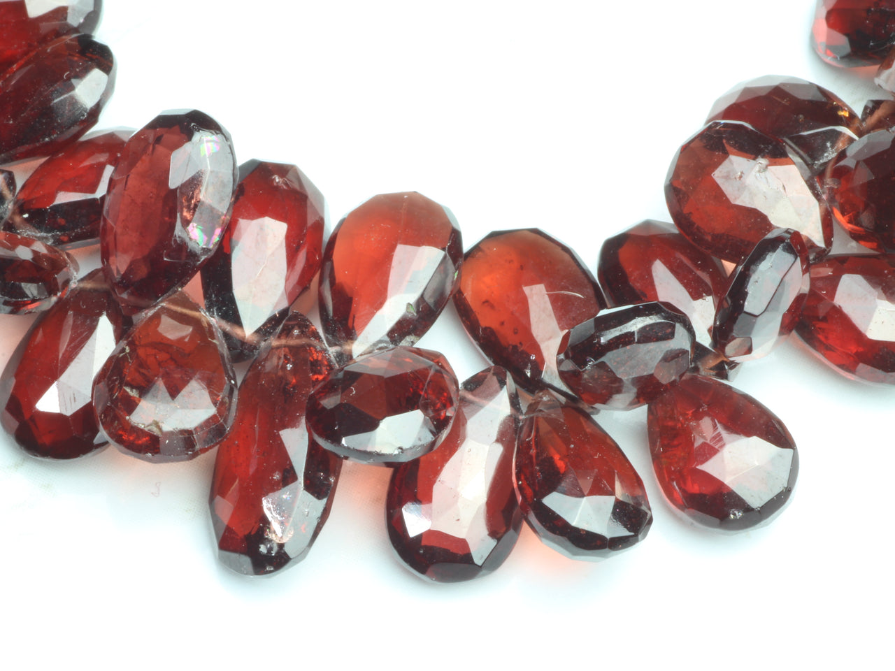 Red Garnet 11x7mm Faceted Pear Shaped Briolettes