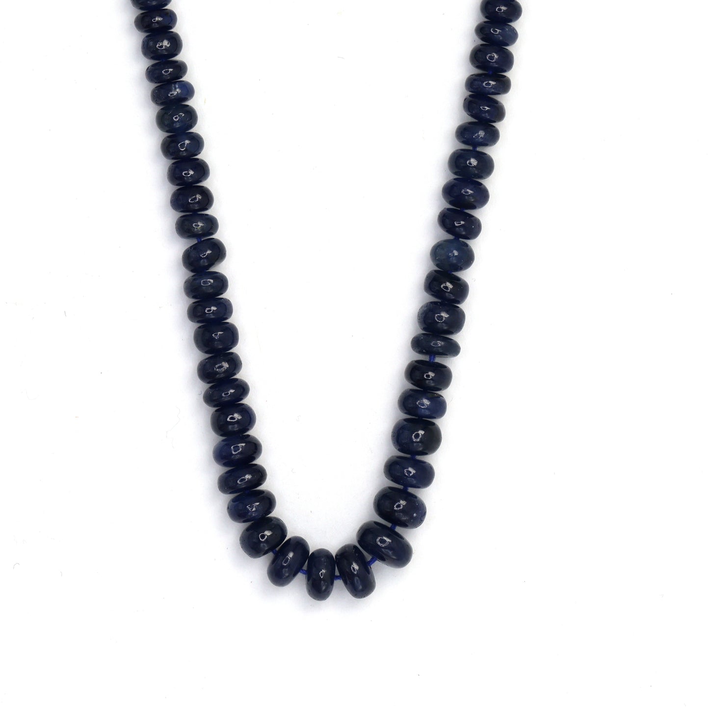 AA Navy Blue Sapphire 4mm - 6mm Smooth Rondelles Bead Strand