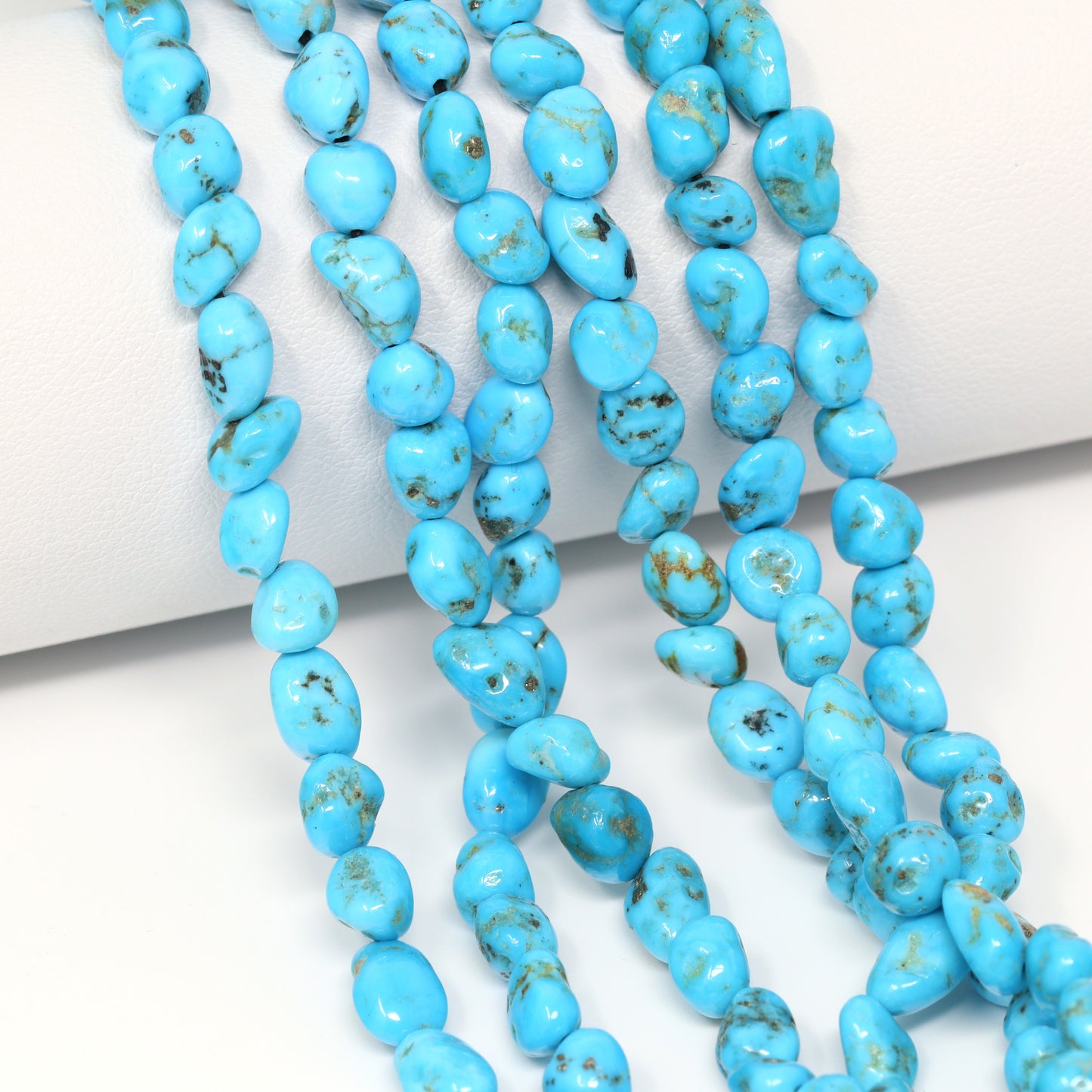 Sleeping Beauty Turquoise 5mm Smooth Nuggets Bead Strand
