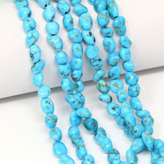 Sleeping Beauty Turquoise 5mm Smooth Nuggets Bead Strand