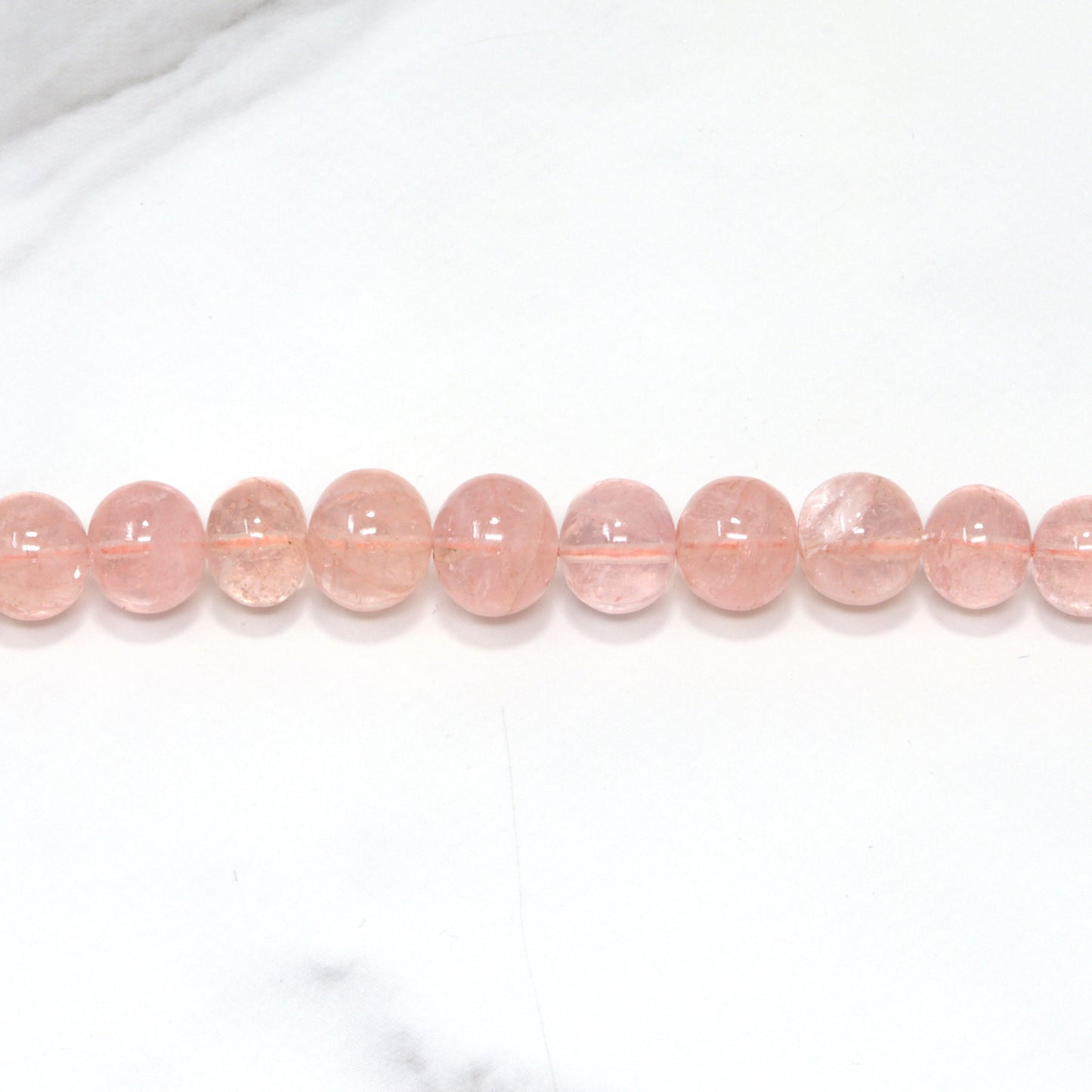 Pink Morganite 6mm-11mm Smooth Rondelles 1 Strand Bead Necklace