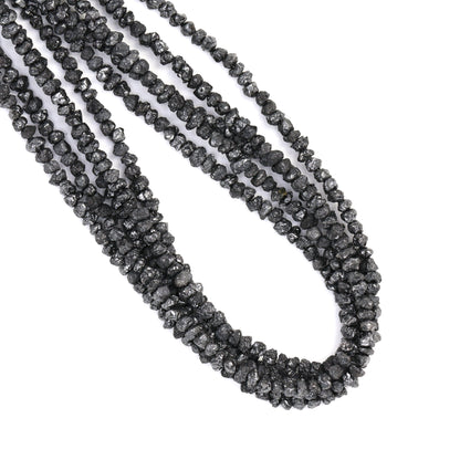 Black Diamond 3mm Hand Faceted Chips Bead Strand