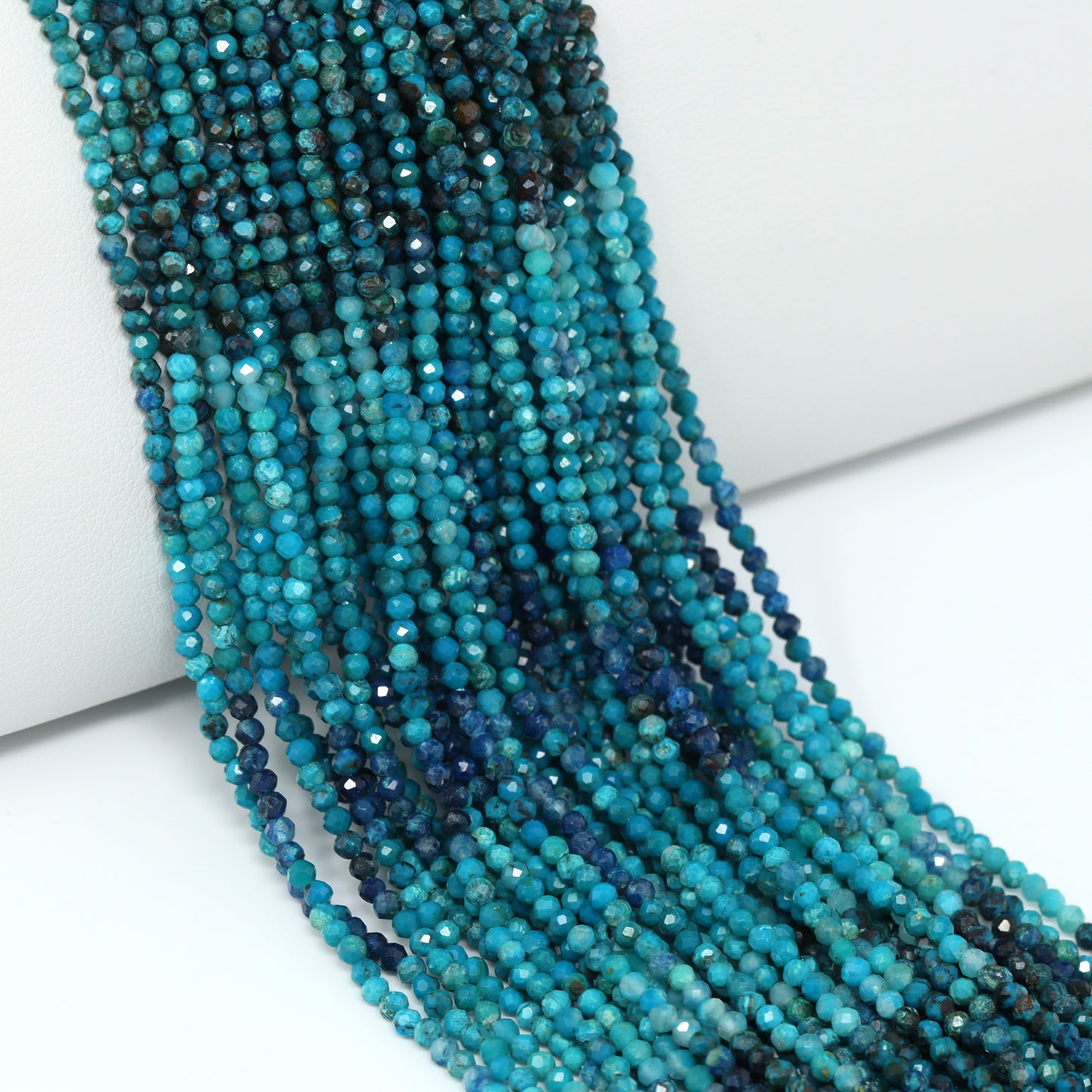 Ombre Chrysocolla 2mm Faceted Rounds Bead Strand