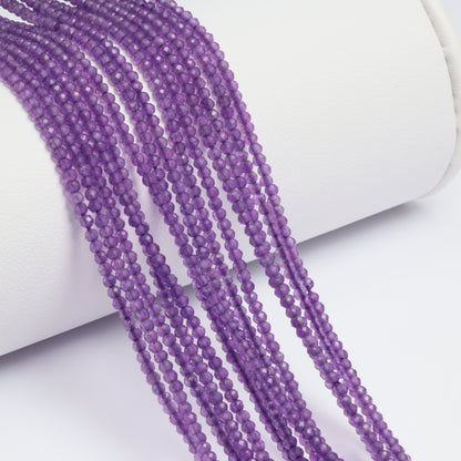 Purple Amethyst 1.8mm Faceted Rounds Bead Strand