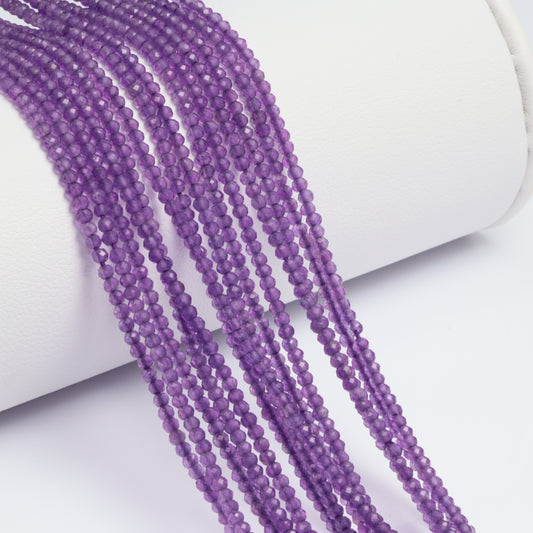 Purple Amethyst 1.8mm Faceted Rounds Bead Strand