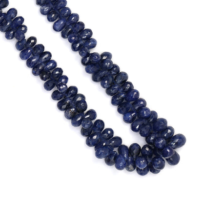 Royal Blue Sapphire 5x3mm - 6x4mm Faceted Teardrop Briolettes Bead Strand