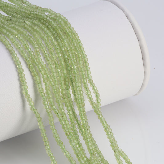 Green Peridot 2mm Faceted Rondelles