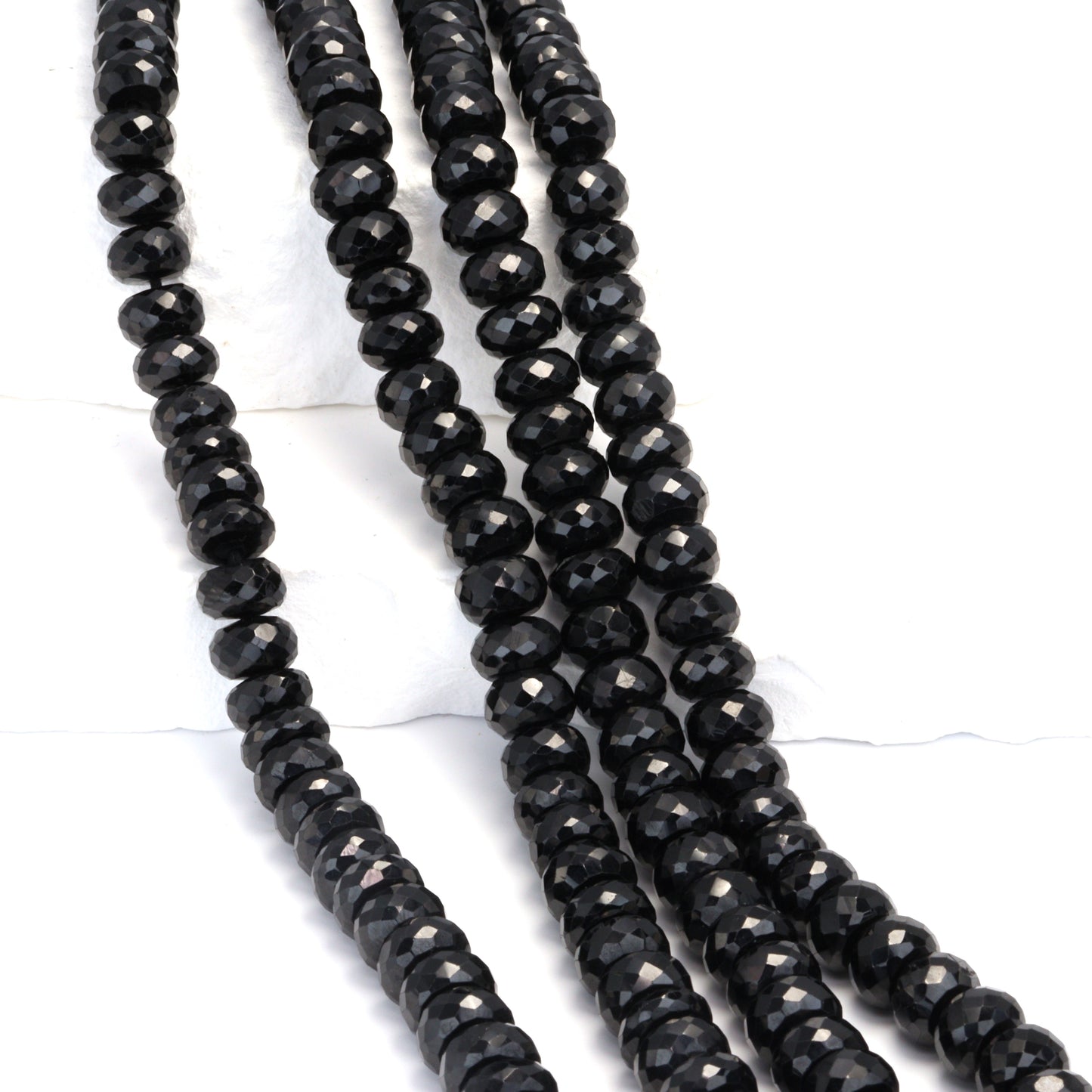 Black Spinel 8mm Faceted Rondelles