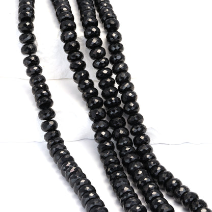 Black Spinel 8mm Faceted Rondelles