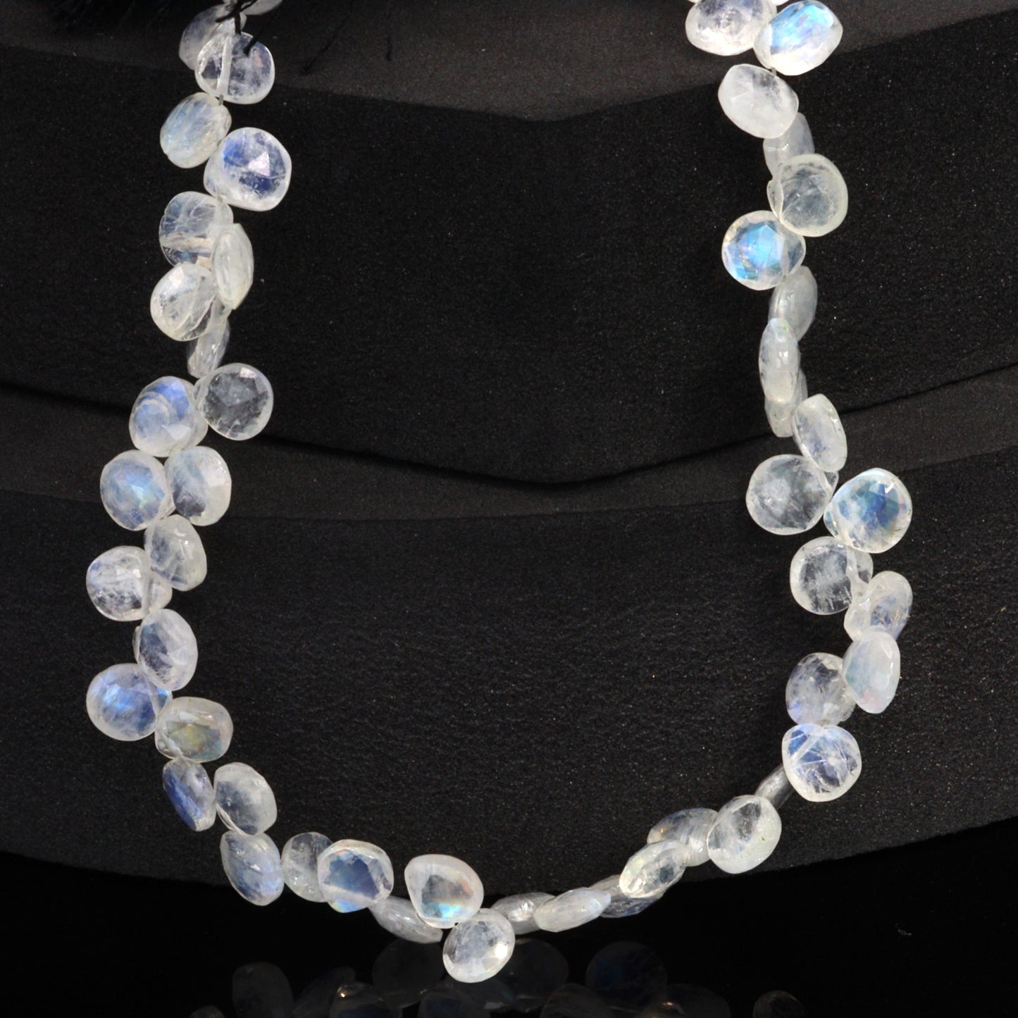 Blue Rainbow Moonstone 6mm Faceted Heart Shaped Briolettes