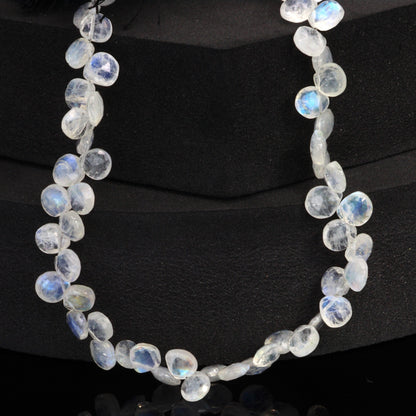Blue Rainbow Moonstone 6mm Faceted Heart Shaped Briolettes