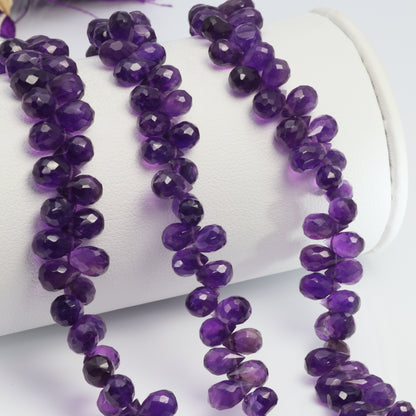 Purple Amethyst 6x4mm Faceted Teardrop Briolettes
