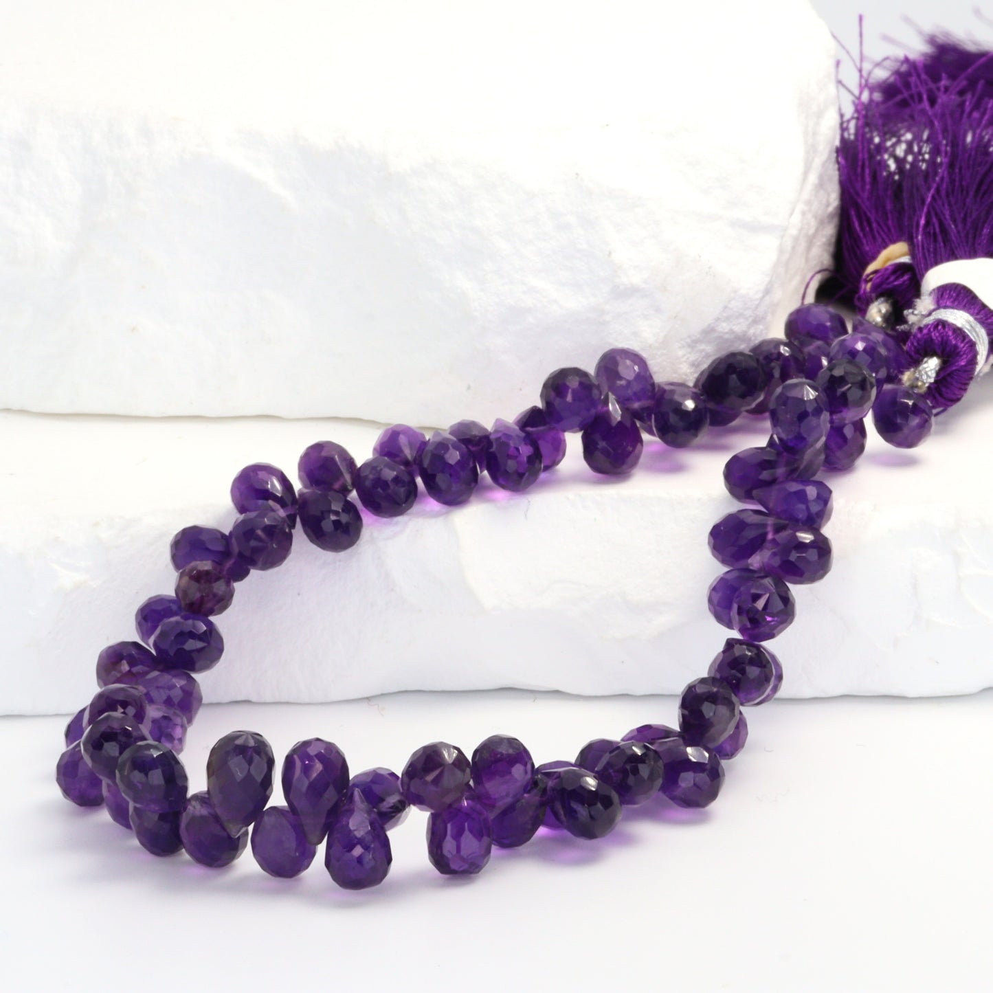 Purple Amethyst 7x5mm Faceted Teardrop Briolettes