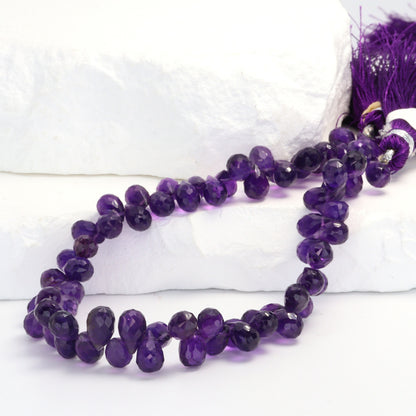 Purple Amethyst 7x5mm Faceted Teardrop Briolettes