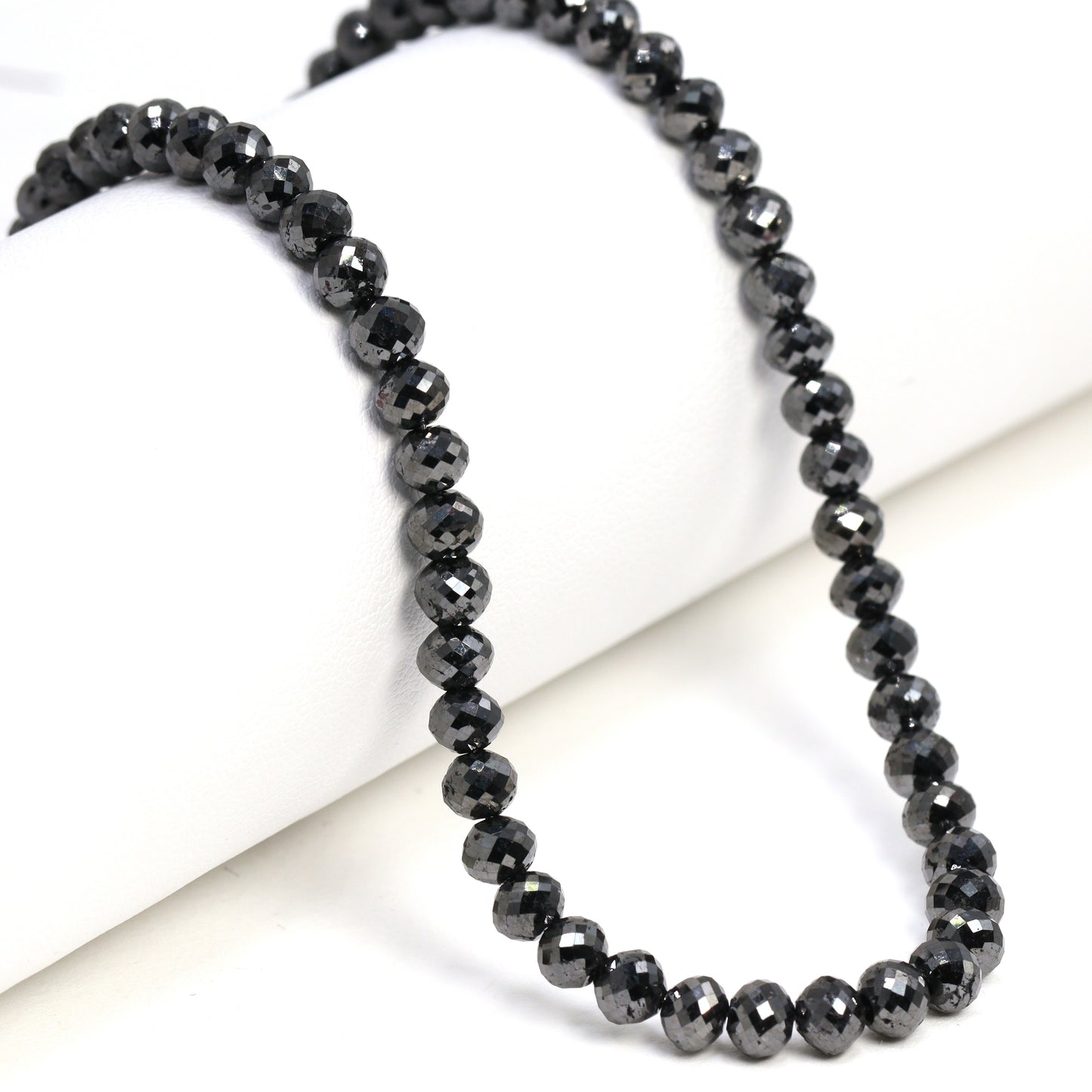 Black Diamond 4mm - 5mm Hand Faceted Rondelles Bead Strand