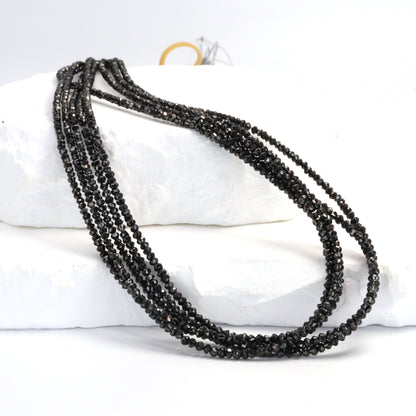 Black Diamond 2mm - 2.5mm Hand Faceted Rondelles Bead Strand