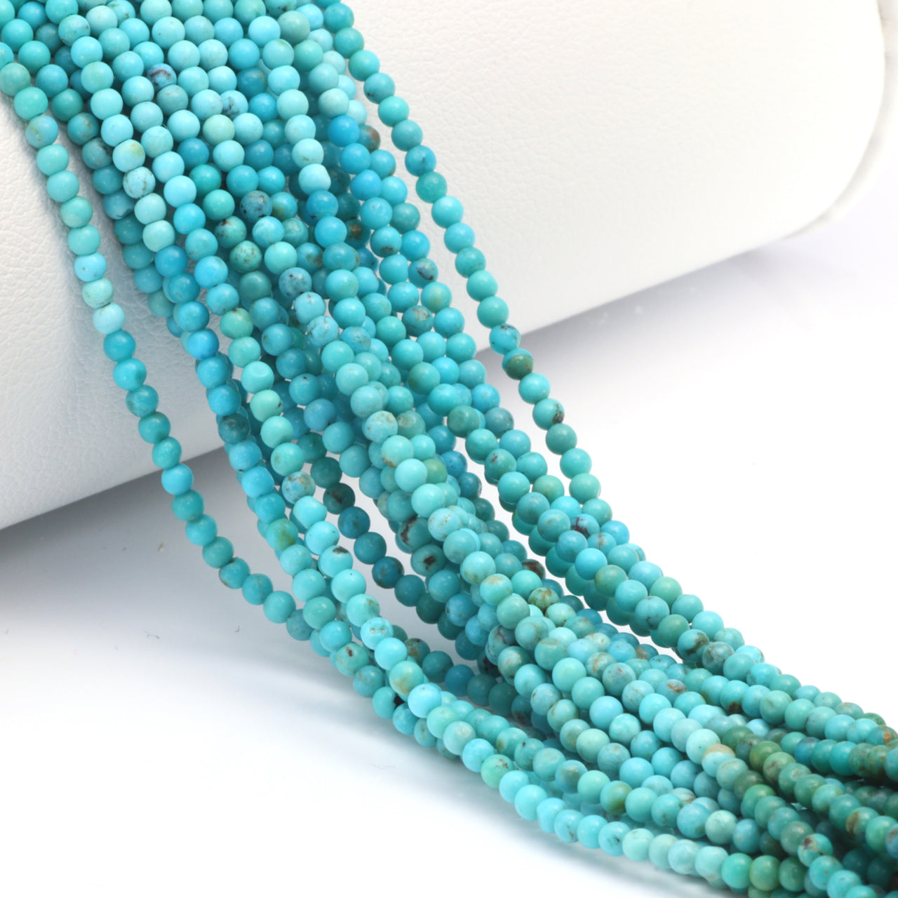 Ombre Natural Blue Turquoise 2mm Smooth Rounds
