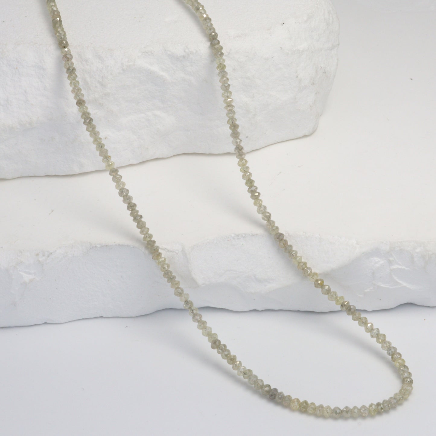 Gray Diamond 2mm - 2.5mm Hand Faceted Rondelles Bead Strand
