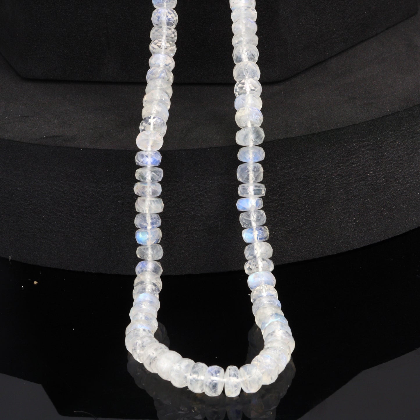 Blue Rainbow Moonstone 6mm Faceted Rondelles