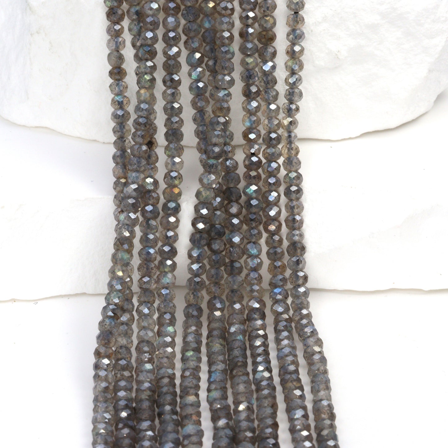 Coated Labradorite 3mm Faceted Rondelles Bead Strand