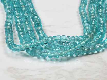 Sea Blue Apatite 4mm Smooth Rondelles Bead Strand