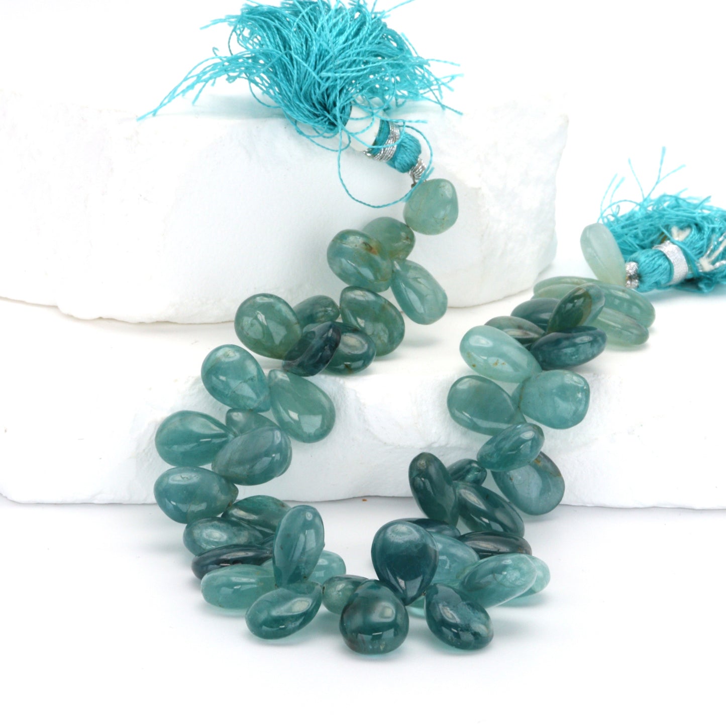 Ombre Blue Grandiderite 11x7mm Smooth Pear Shaped Briolettes