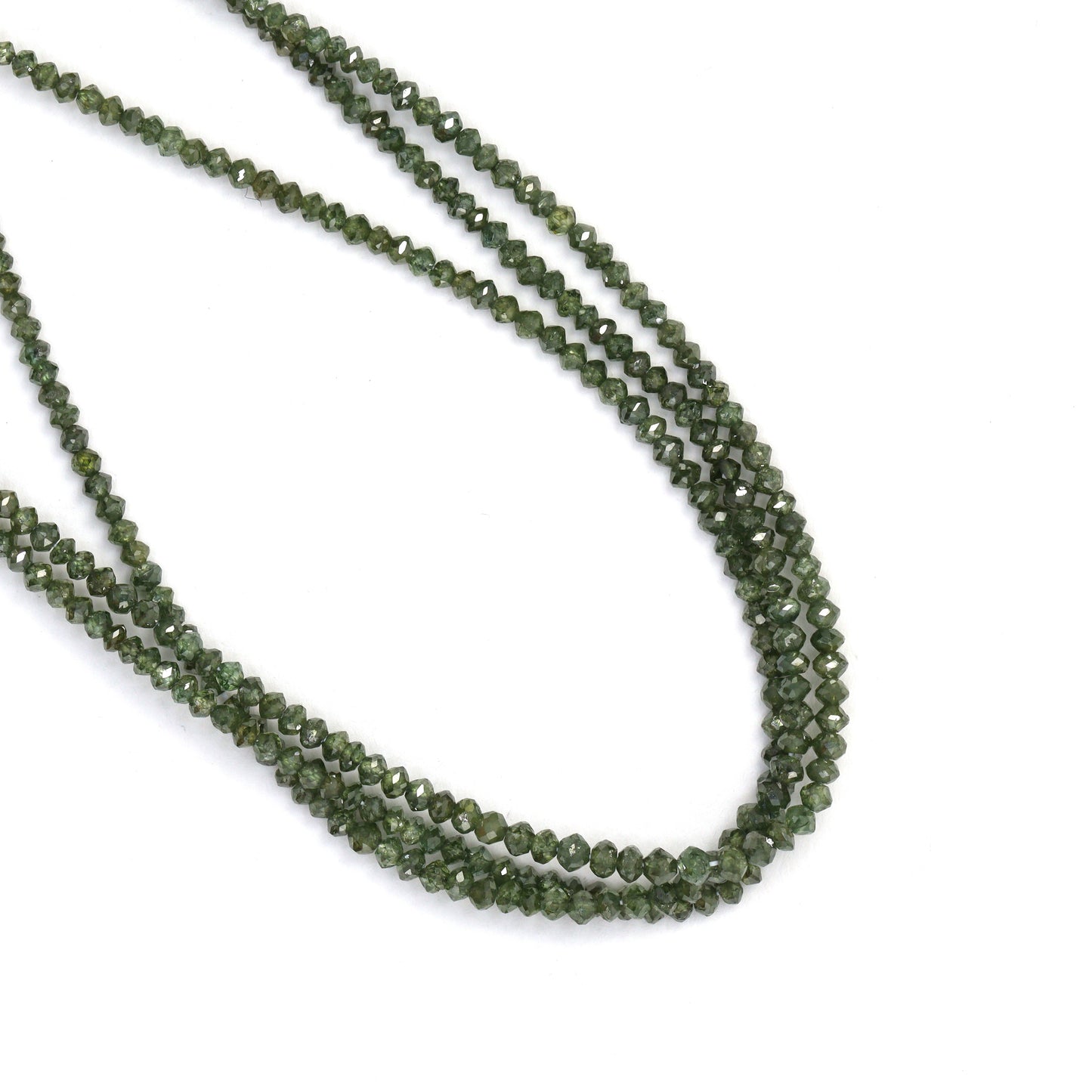 Green Diamond 1.8mm - 2.5mm Hand Faceted Rondelles Bead Strand