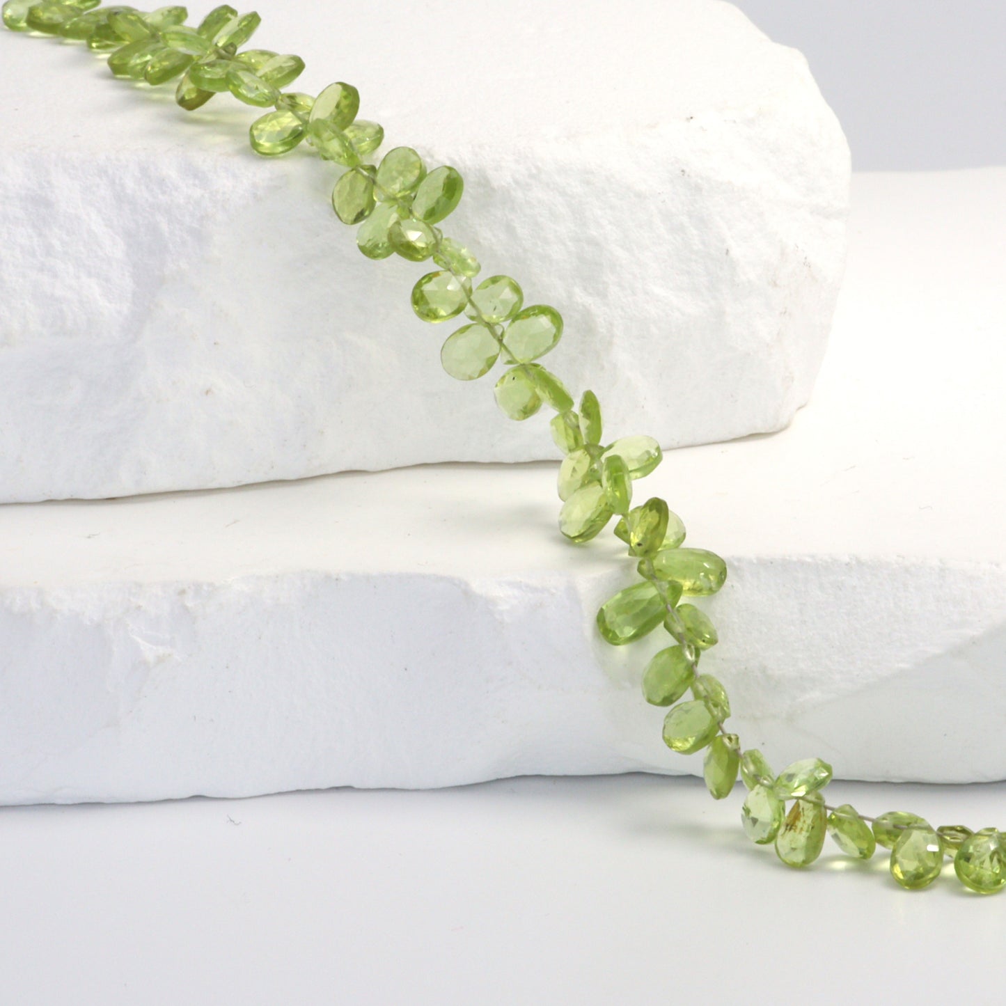 Green Peridot 6x4mm Faceted Pear Shaped Briolettes