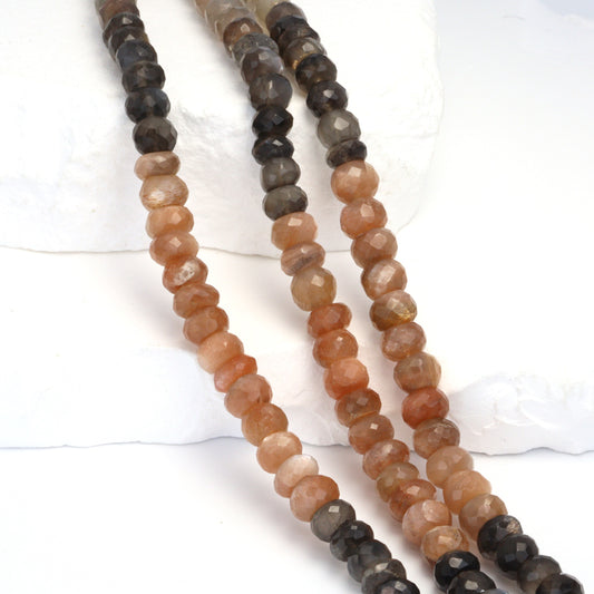 Multi Moonstone 7mm Faceted Rondelles