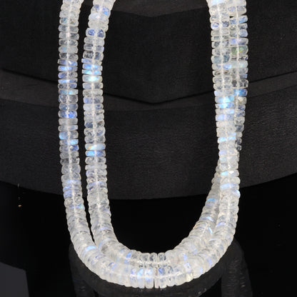 AA Blue Rainbow Moonstone 6mm Faceted Tires Bead Strand