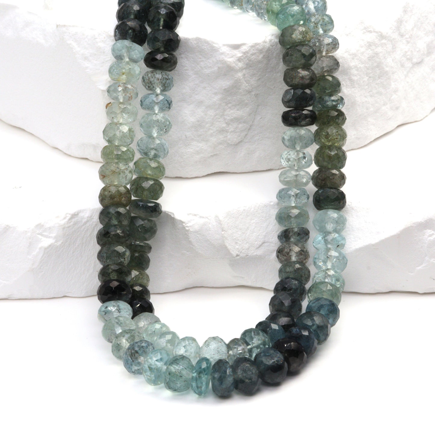 Moss Aquamarine 6mm Faceted Rondelles