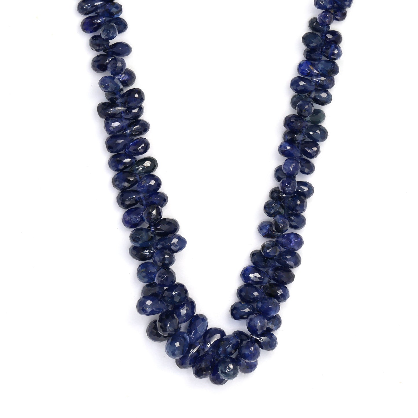 Navy Blue Sapphire 5x3mm - 6x4mm Faceted Teardrop Briolettes Bead Strand