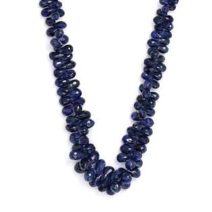 Navy Blue Sapphire 5x3mm - 6x4mm Faceted Teardrop Briolettes Bead Strand