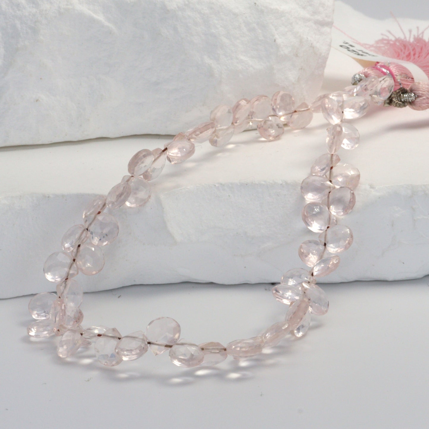 Pink Rose Quartz 5mm Faceted Heart Shaped Briolettes