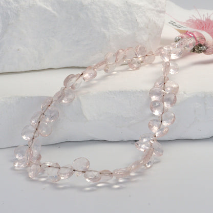 Pink Rose Quartz 5mm Faceted Heart Shaped Briolettes