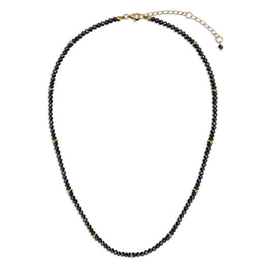 18k Black Diamond and Gold Bead Necklace