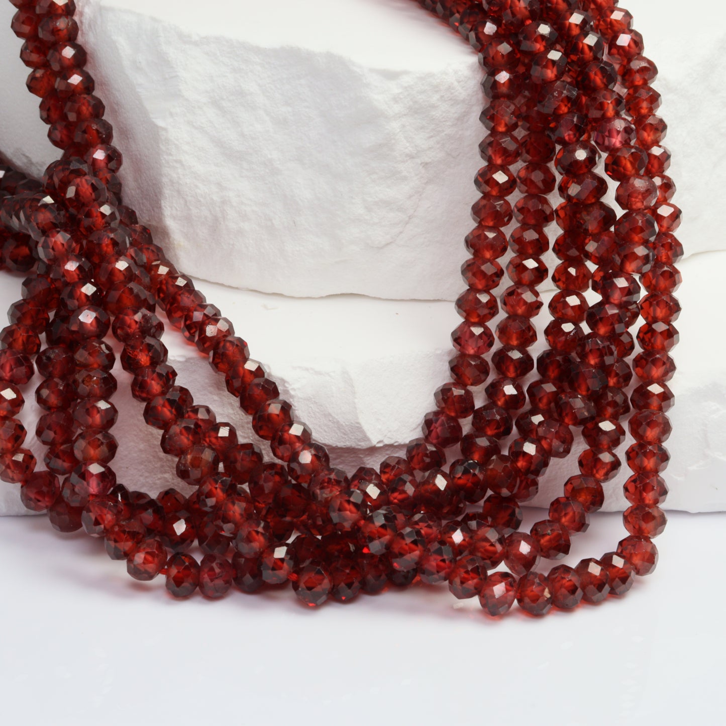 Red Garnet 4.5mm Faceted Rondelles