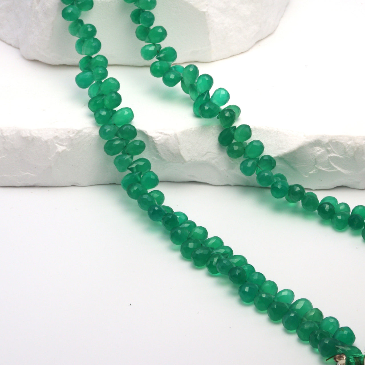 Green Onyx 6x4mm Faceted Teardrop Briolettes