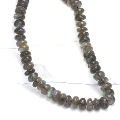 Blue Labradorite 9mm Smooth Rondelles Bead Strand