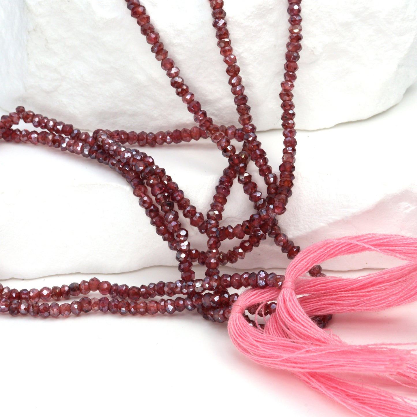 Coated Rhodolite Garnet 2.5mm Faceted Rondelles Bead Strand